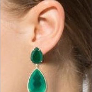 Designer - Bounkit Green Chalcedony Convertible Drop Earrings